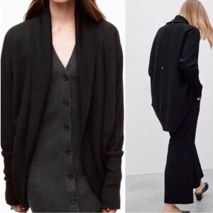 Wilfred Black Open-Front Draped Cardigan